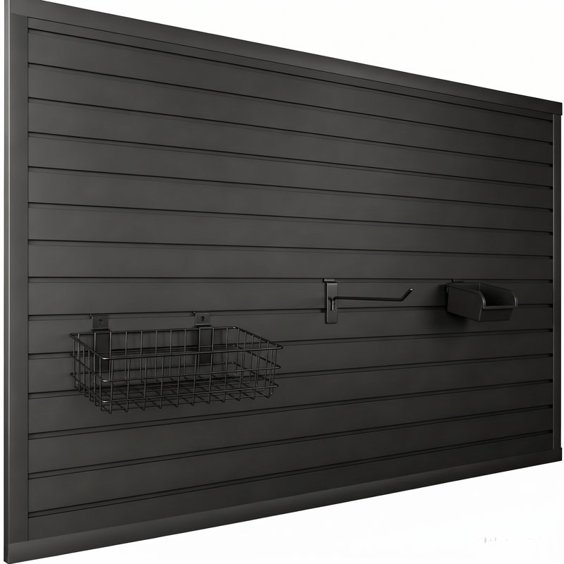 Système d'organisation de garage en PVC à panneau à lattes 8 pi x 4 pi avec ensemble d'accessoires pour outils 33 pièces