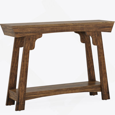 41 Inch Rustic Wood Console Table With 2-Tier Storage, Narrow Entryway Sofa Table For Hallway And Living Room