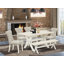 L'ensemble de table de cuisine 5 pièces pour 4 personnes comprend une table de salle à manger rectangulaire avec pieds en X et 4 chaises rembourrées en lin Dahlia-364524389