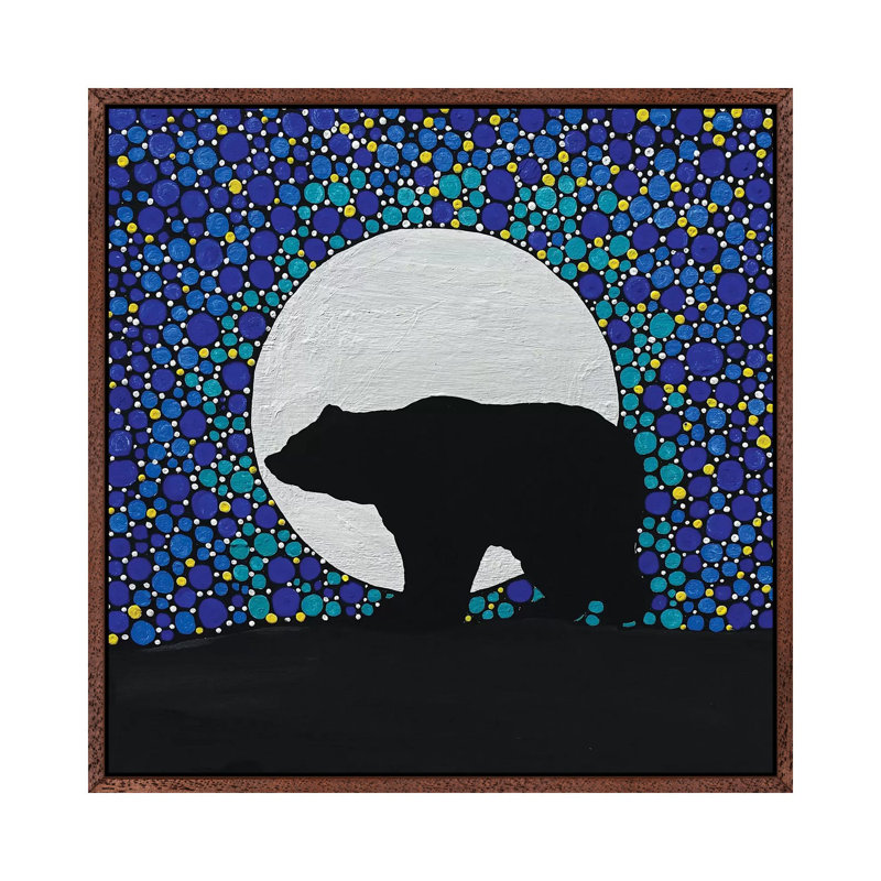Moon Bear by Rachel Olynuk - Painting on Canvas, Classic Brown Wood Framed, 45.72cm H x 45.72cm W x 3.81cm D