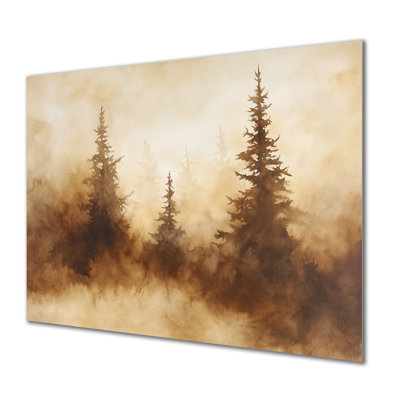 Warm Earth Woodland Mist I - Brown Woodland Metal Wall Art, Forest Metal Print