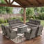 Ensemble de conversation pour foyer extérieur en osier 8 pièces avec canapé, fauteuils pivotants et repose-pieds 8 pièces-331691664-479074891