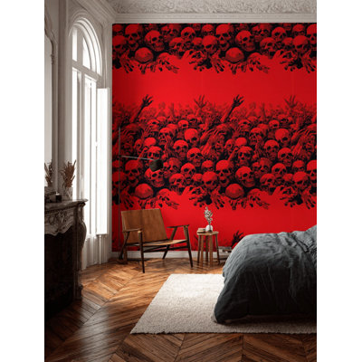 Décoration murale murale crânes, horreur, rouge