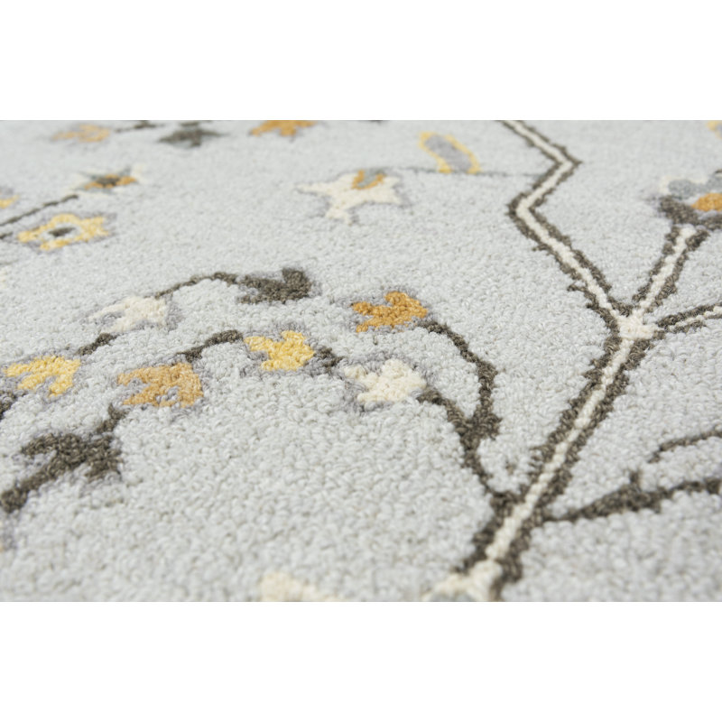 Tapis oriental gris en laine touffeté à la main Bernard, Rectangle 5 pi x 7 pi 6 po