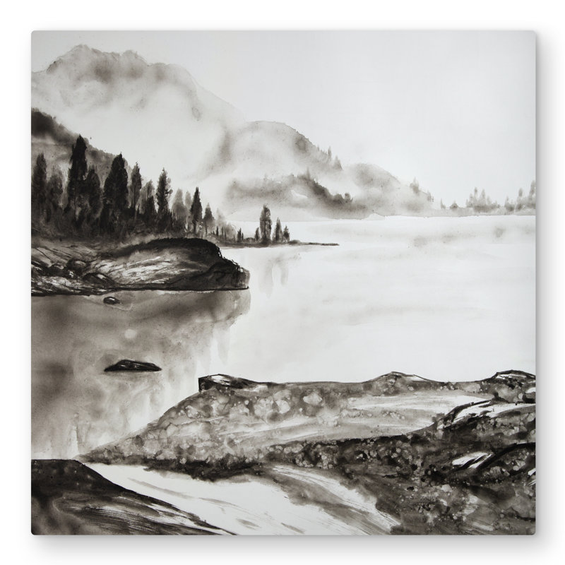Peaceful Landscape - Rustic Trees Metal Print for Home Decor
