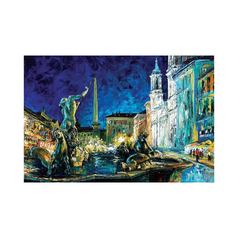 «Piazza Navona» par Natasha Mylius, reproduction d'art sur toile tendue, H 12 po x l 18 po x 1,5 po