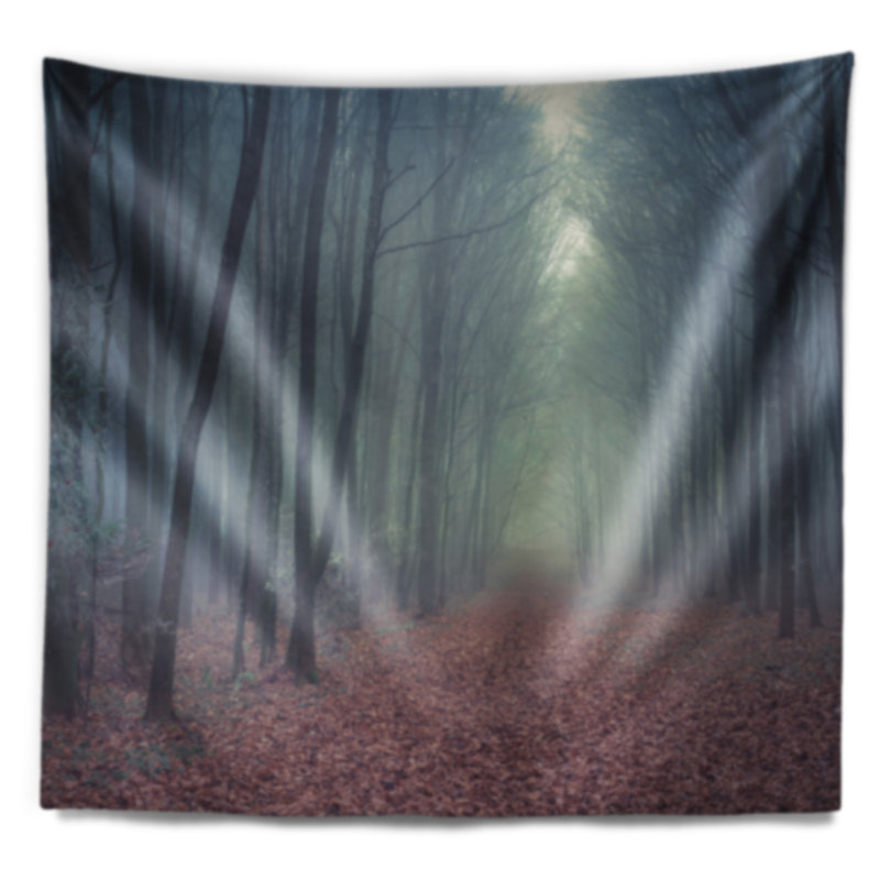 Misty de polyester rétro de style rétro dans la forêt tapisserie avec accessoires suspendus inclus, H 50 po x l 60 po