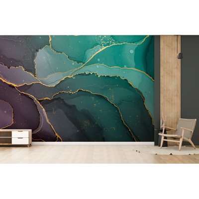 Papier peint damassé moderne orné - effet velours ton de bijou avec filigrane doré | Papier peint Regal Embossed Luxury Wall 766RS (Peel-N-Stick) RS766