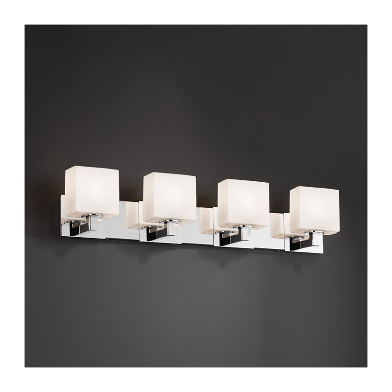 Éclairage pour meuble-lavabo 4 lumières Casson, Opale, Bronze foncé