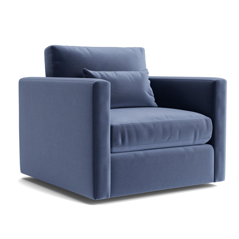 Haywood Full Swivel Chair, Performance Velvet - Indigo