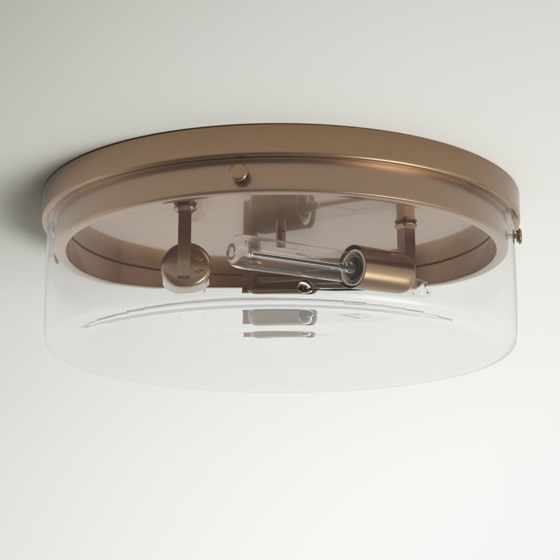 Barahona Glass Flush Mount, Burnished Brass