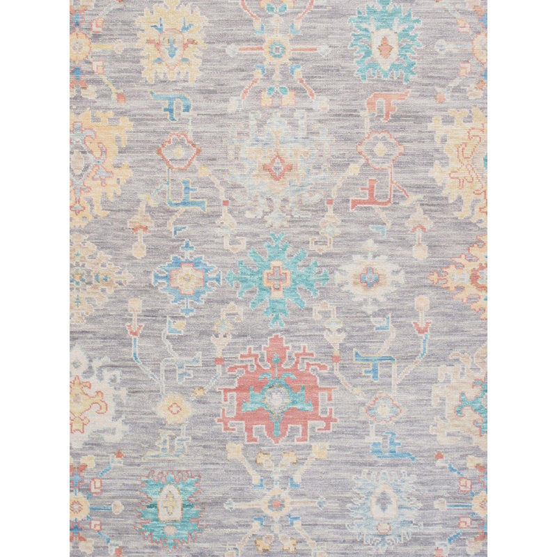 Canvello Oushak Hand-Knotted Wool Grey Area Rug- 9'1" X 12'3"