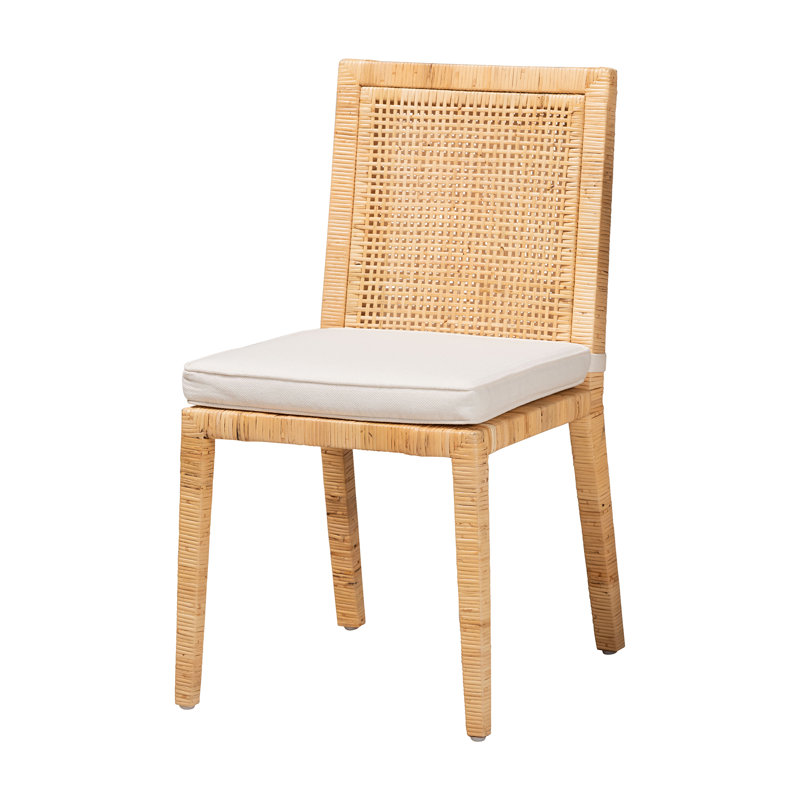 Chaise en bois naturel et rotin Colombano