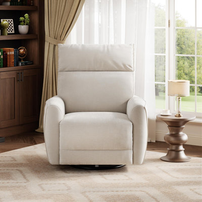 Power Recliner Chair, Swivel Rocker Chair, Chenille Upholstered Nursery Chair with USB Ports