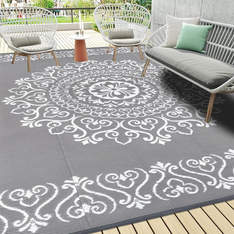 Outdoor Rug, Rectangle 9' x 12', Gray