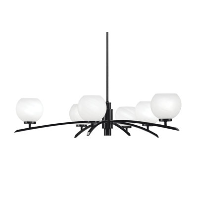 Kurve Light Chandelier With 5.75" White Marble Glass