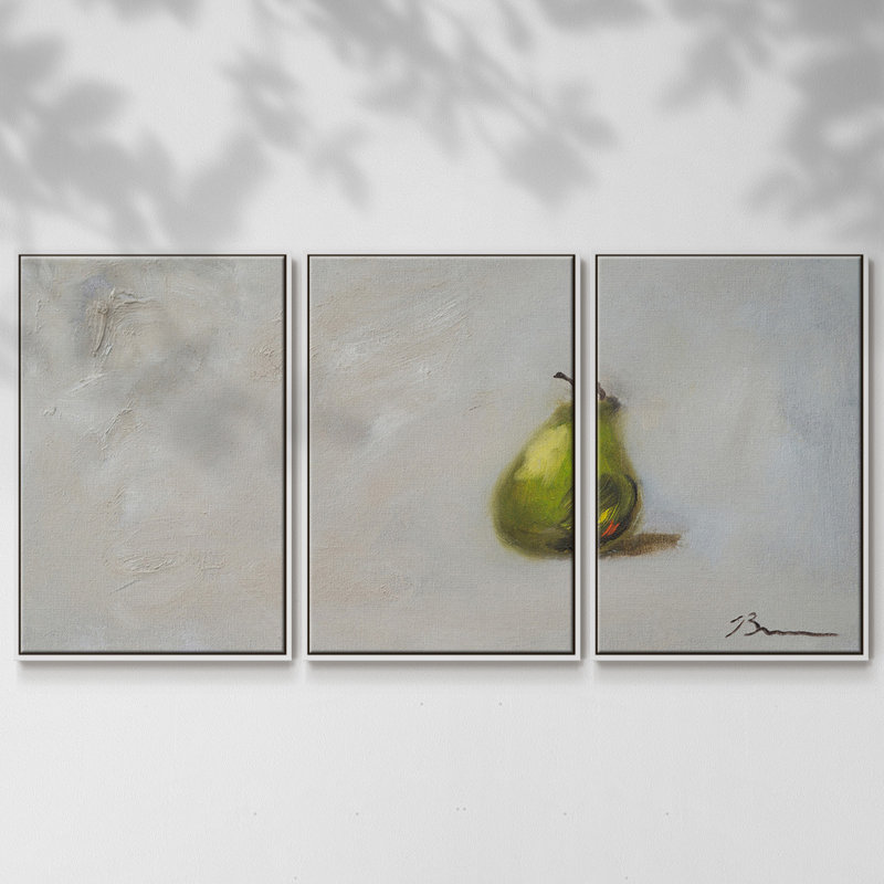" Prickless Pear " 3 - Pieces, White, 40" H x 78" W x 2" D