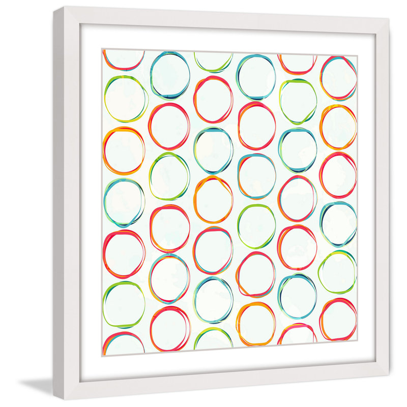 «Colorful Rings» par Marmont Hill - reproduction de cadre photo sur papier, H 32 po x l 32 po x P 1,5 po, Cadre blanc