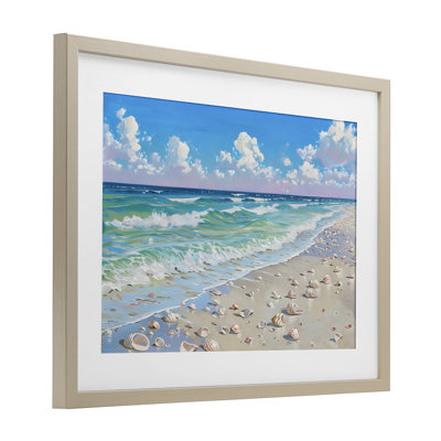 Shells Awash on Shore Framed Print Under Glass, design by LSR Design Studio
