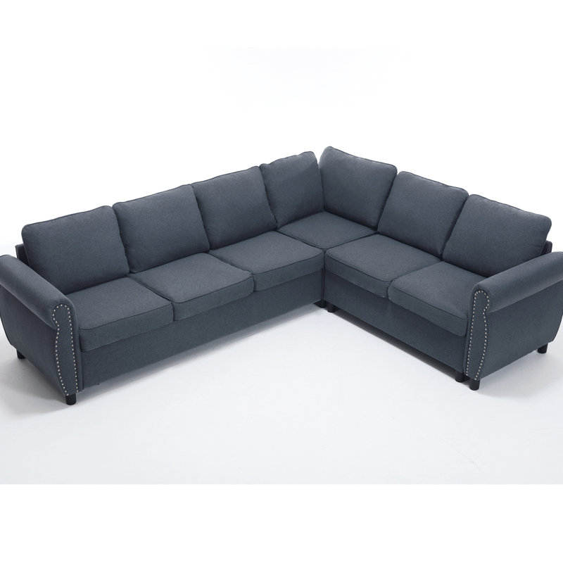 Canapé-lit 6 places gris foncé, canapé modulaire en forme de L, configuration multifonctionnelle, lit confortable, gris, matériau, design, confort agréable