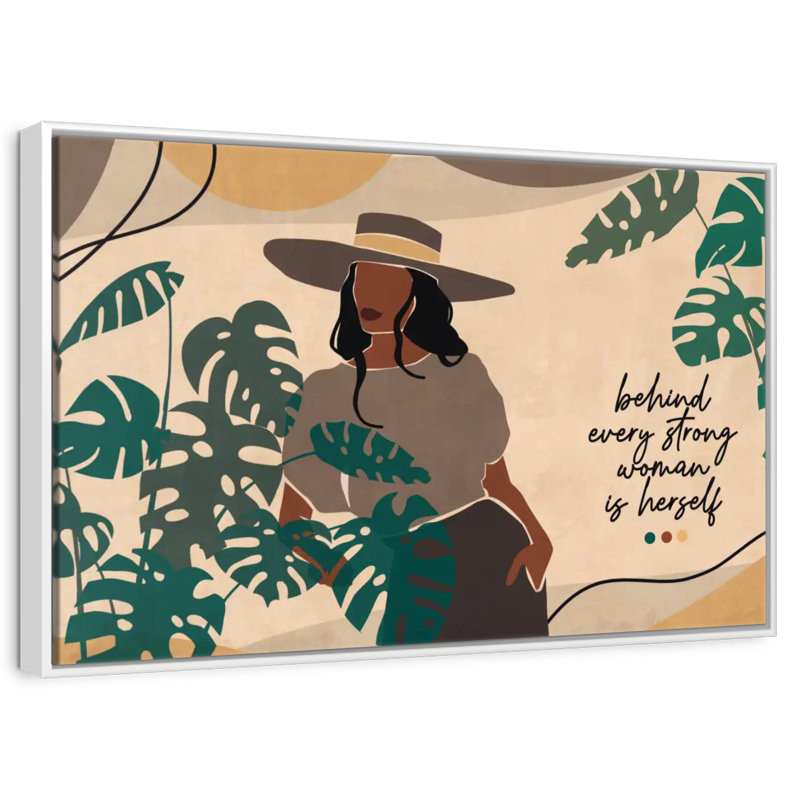 Derrière chaque femme forte I, Cadre flottant blanc, 40 po x 27 po