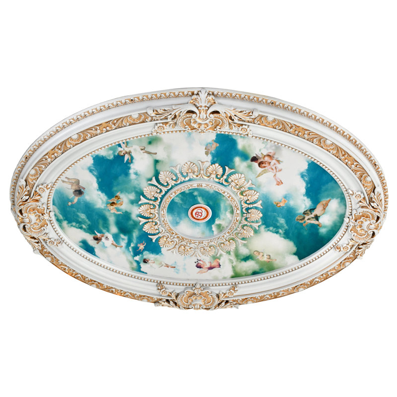 Médaillon de plafond blanc chérubin ovale 42,75 po
