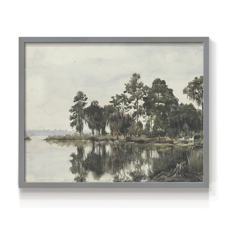Paysages rétro-CCLIV - reproduction encadrée, H 11 po x l 14 po, Gris