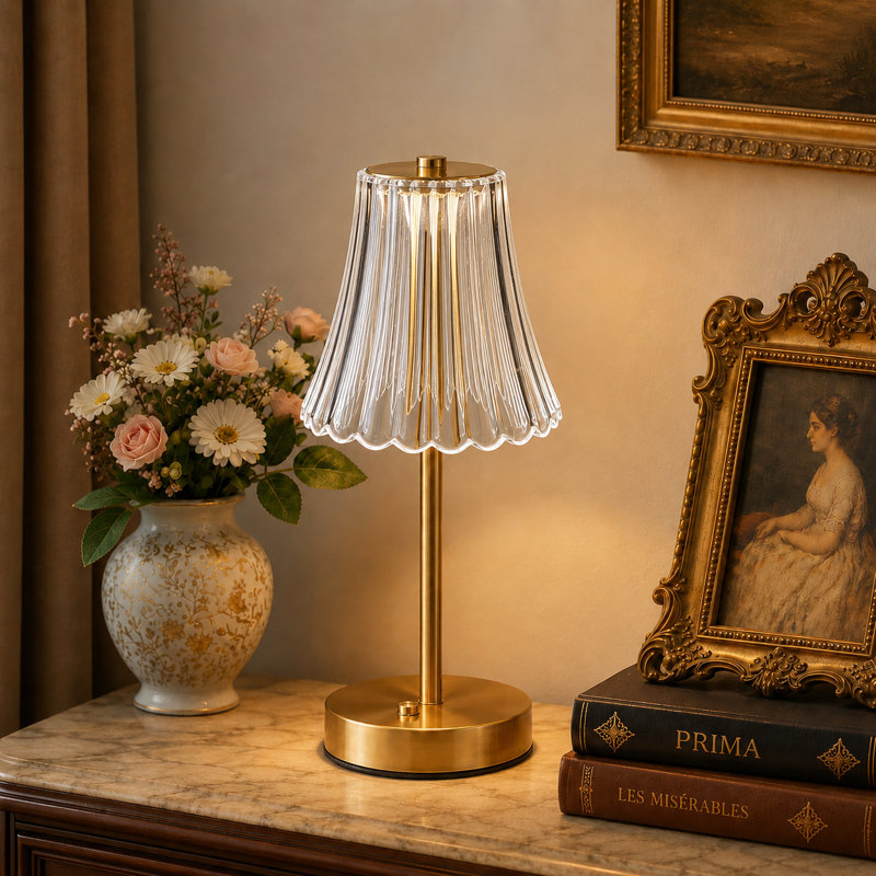 Lampe de table Flower avec DEL à intensité variable, batterie rechargeable 3600Mah et USB de type C, idéale pour les chambres à coucher et les événements spéciaux