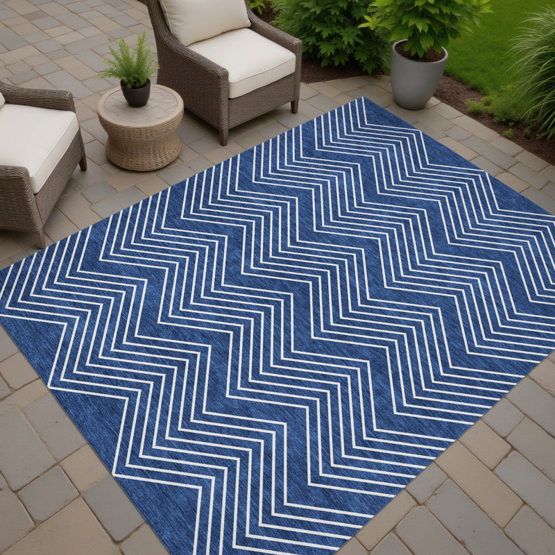 Machine Washable Indoor/Outdoor Kerwin ACN2390 Geometric Rug, Rectangle 10' x 14'