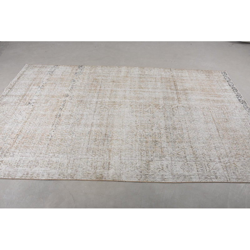 Tapis blanc moderne en laine 70,1 x 109,4 po Modern Patchwork