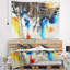 Tapisserie motif bleu et jaune noir-28484749