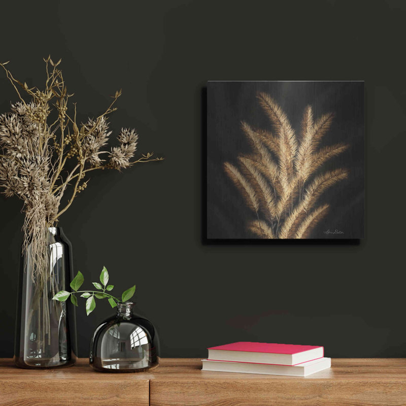 Art mural en métal «Golden Grass II» par Lori Deiter, H 12 po x l 12 po