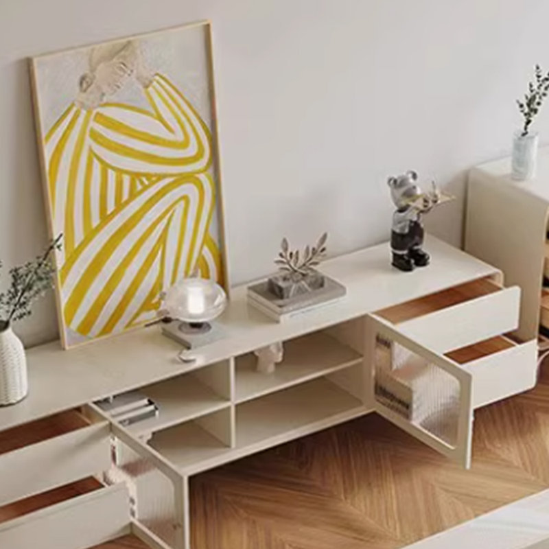 Meuble télé moderne au sens simple, Blanc, 78.74"