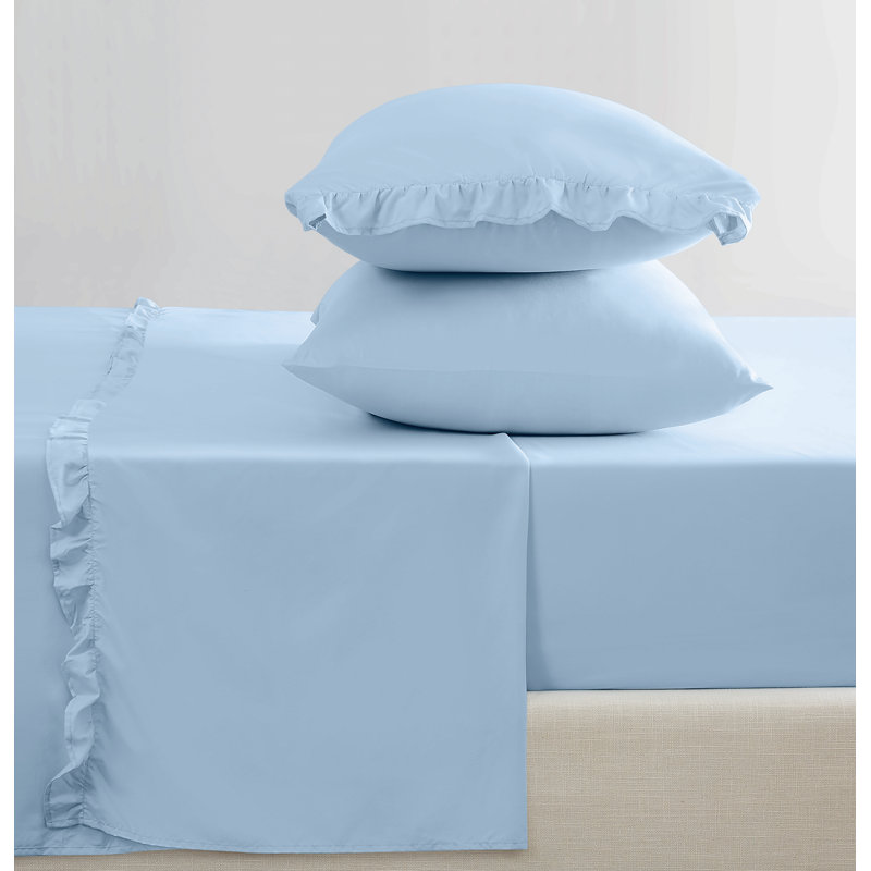 Truly Soft Solid Ruffle Sheet Set, Sky Blue, Queen