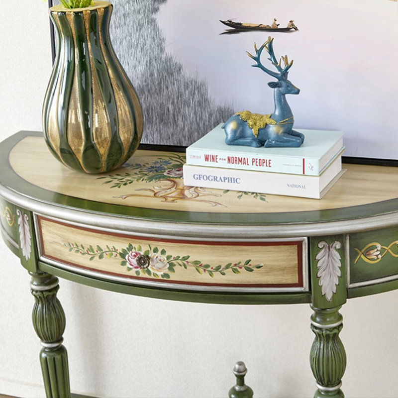 Console verte en bois massif vert