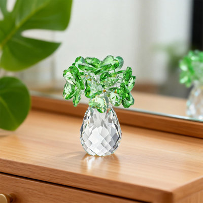 Handcrafted Crystal Flower Ornament With A Crystal Base, Glass Flower Gift, Suitable For Women To Give On Christmas, Mother's Day, Wedding Parties, And Valentine's Day.