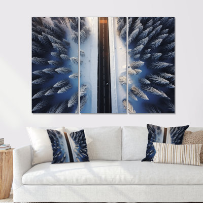 Endless Road Into Winter Forest I - Art mural mural
