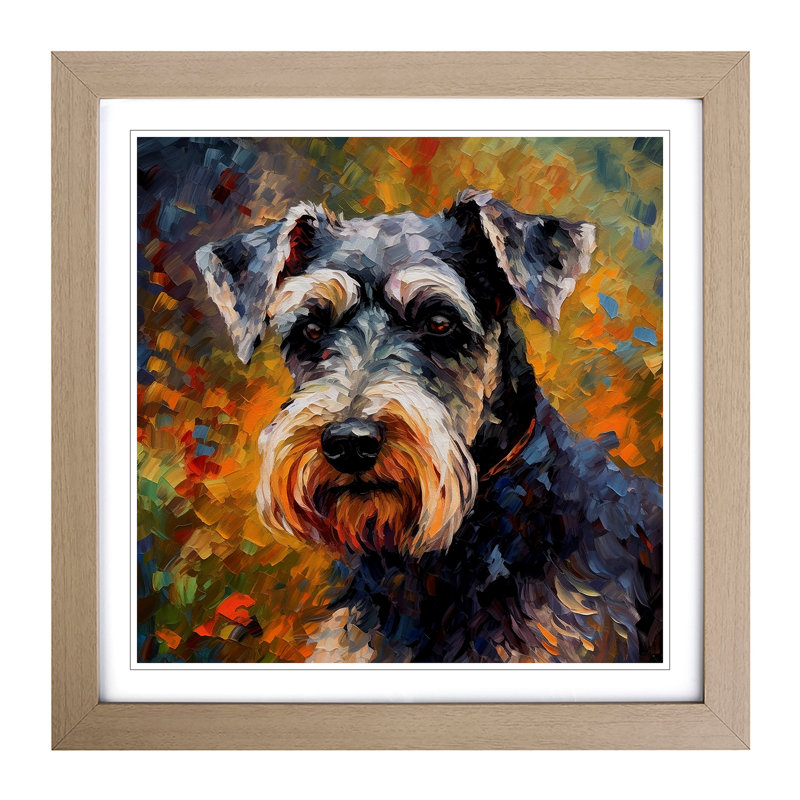 Schnauzer Post-Impressionism - Framed Print, Oak