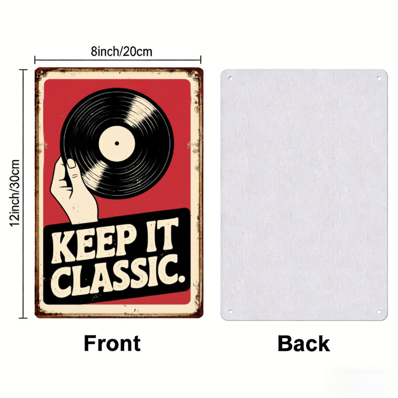 Panneau décoratif en vinyle de haute qualité, disque vinyle Keep It Classic, durable, résistant à la décoloration, facile à accrocher, parfait pour la maison, la cuisine ou le bar pour ajouter un charme rustique ou moderne.