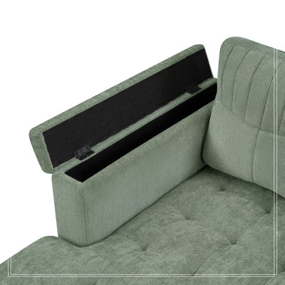 Curved Chaise Lounge with Tufted Seat and Detachable Pillows