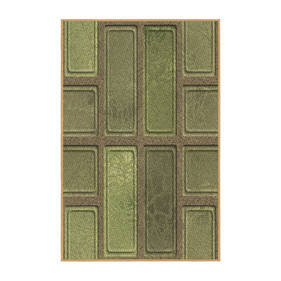 Tapis géométrique vert olive / brun