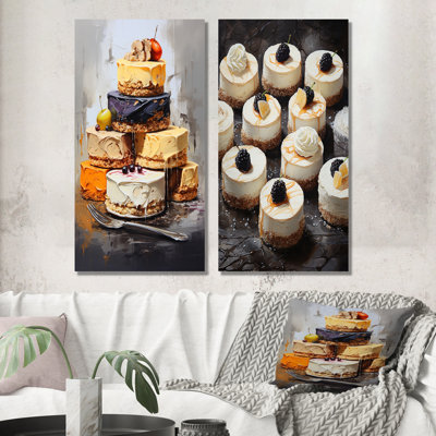 Delicieuse «Cheesecakes Dessert - Desserts», ensemble de 2 reproductions d'art sur toile