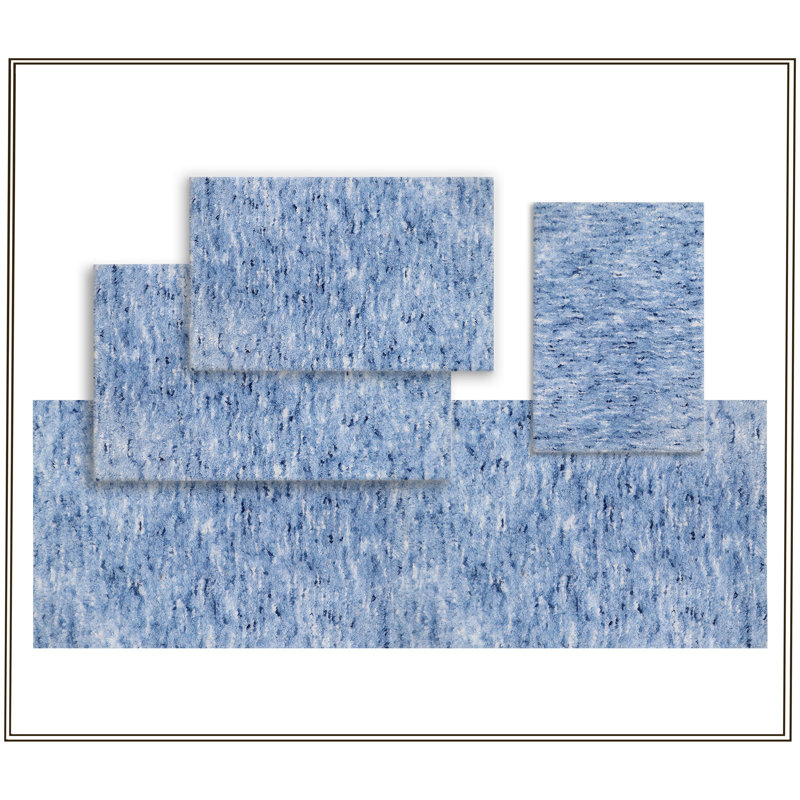 Cloud Comfort 100% Polyester Microfiber Bath Rug Set, Water Absorbent & Soft Shaggy Rugs - 4Pc Set, Blue