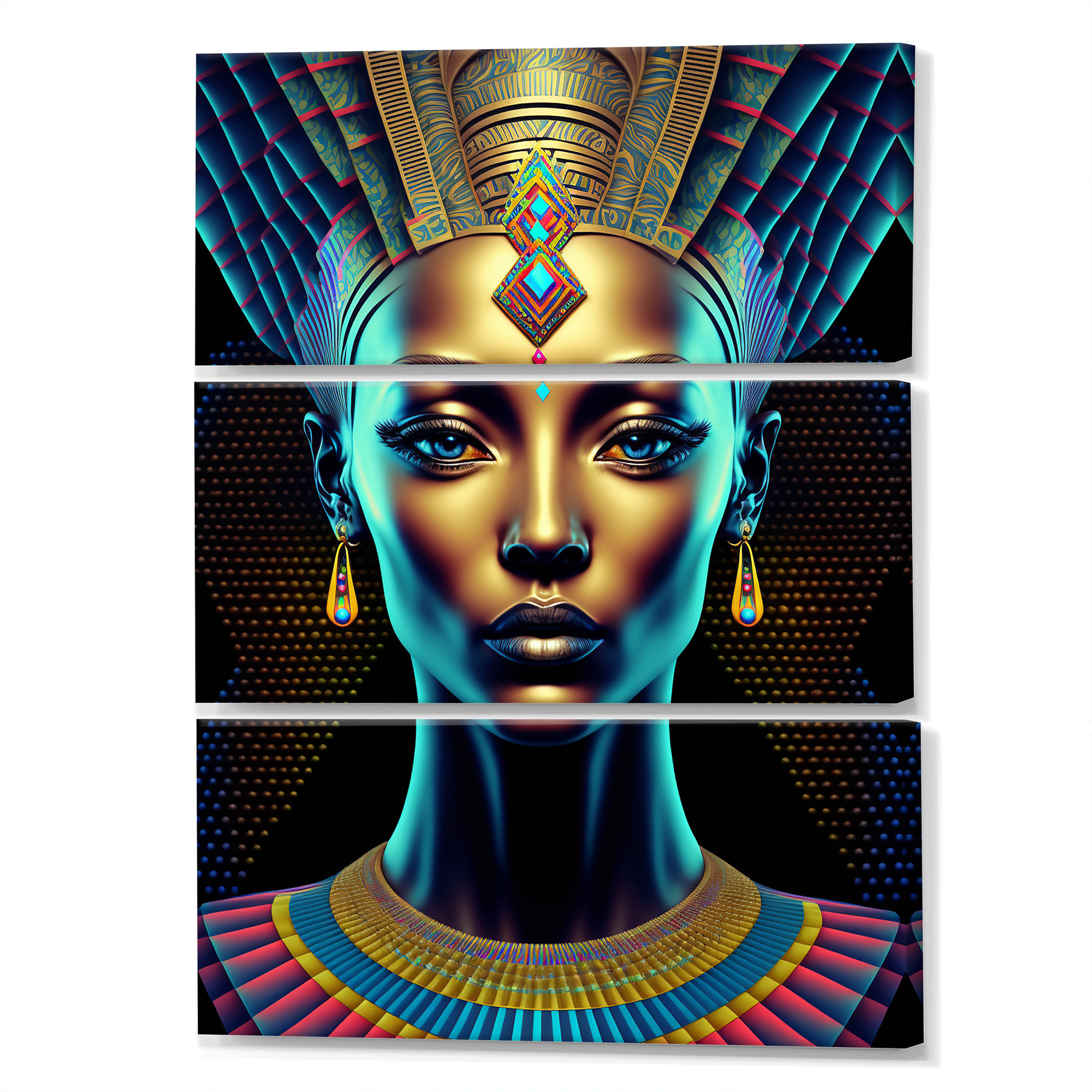 Dakota Fields Egyptian Goddess Nefertiti II On Canvas 3 Pieces Print ...