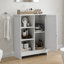 Armoire de salle de bain avec 1 armoire, 3 compartiments ouverts et tablettes réglables
