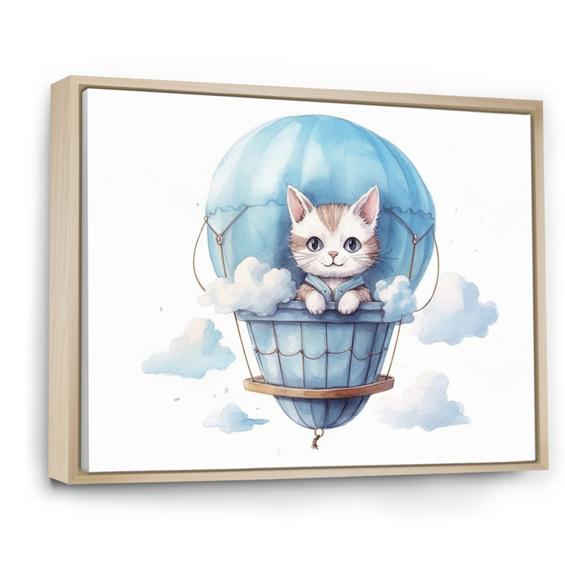 «Nursery Kitten Cuddles I», reproduction sur toile, H 30 po x l 40 po x P 1,5 po, Cadre naturel flottant