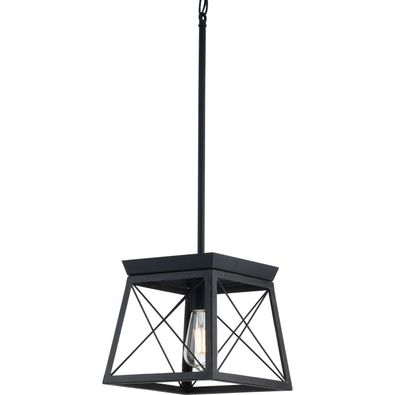 Luminaire suspendu géométrique à 1 lumière Soleil, Noir mat