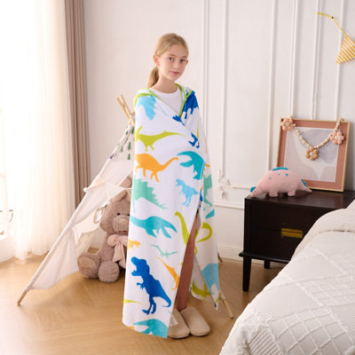 Kids' Printed Hooded Wearable Blanket, Dinosaur