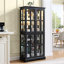 Armoire en verre cerise avec portes, tablettes réglables, conception résistante et ampoule E26 incluse pour la décoration intérieure