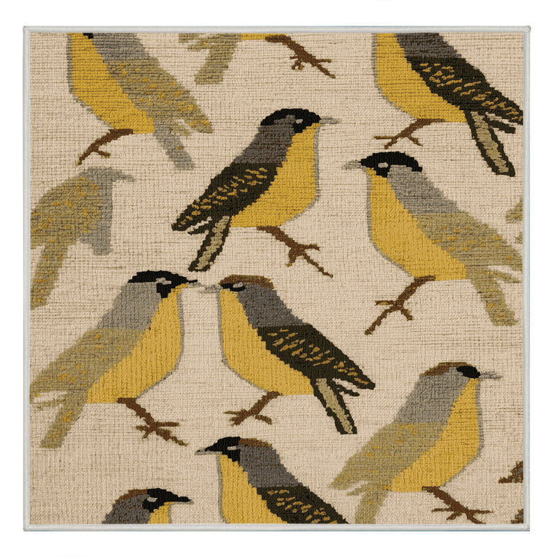  Tapis jaune lavable Bulbul, Carré 7 pi